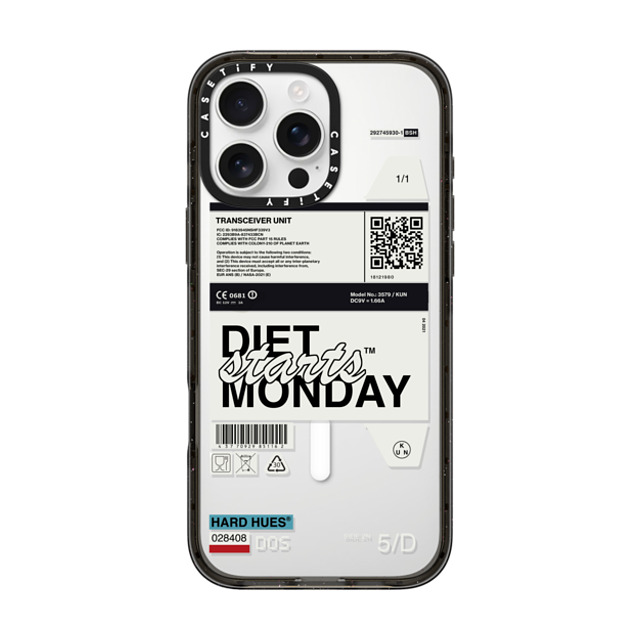 Kunel Gaur x CASETiFY iPhone 16 Pro Max ケース ブラック インパクトケース MagSafe対応 Diet Starts Monday