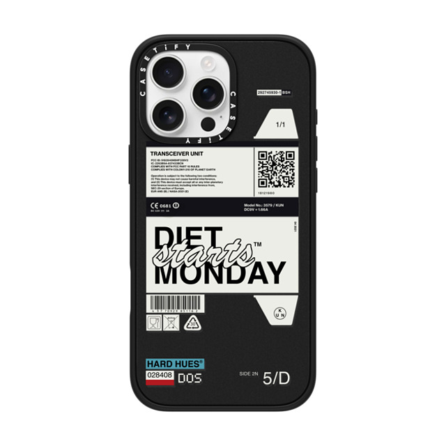 Kunel Gaur x CASETiFY iPhone 16 Pro Max ケース マットブラック インパクトケース MagSafe対応 Diet Starts Monday