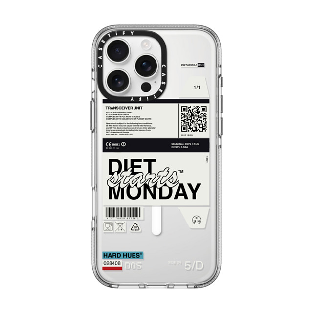 Kunel Gaur x CASETiFY iPhone 16 Pro Max ケース クリア クリア ケース MagSafe対応 Diet Starts Monday