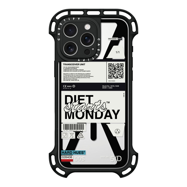 Kunel Gaur x CASETiFY iPhone 16 Pro Max ケース ブラック ウルトラ バウンスケース MagSafe対応 Diet Starts Monday