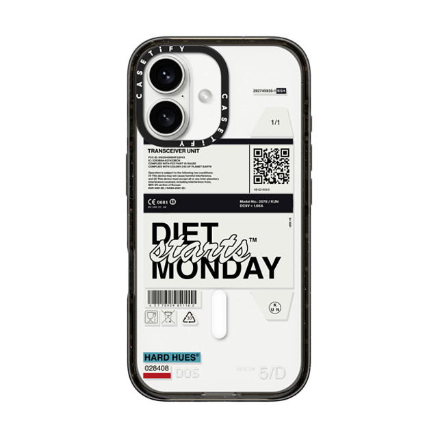 Kunel Gaur x CASETiFY iPhone 16 ケース ブラック インパクトケース MagSafe対応 Diet Starts Monday