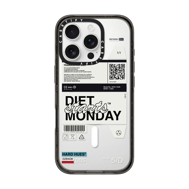 Kunel Gaur x CASETiFY iPhone 16 Pro ケース ブラック インパクトケース MagSafe対応 Diet Starts Monday