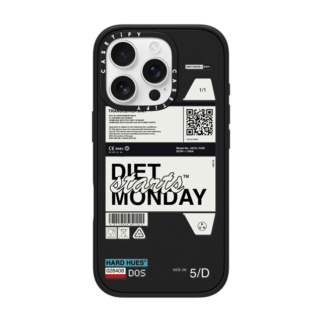 Kunel Gaur x CASETiFY iPhone 16 Pro ケース マットブラック インパクトケース MagSafe対応 Diet Starts Monday