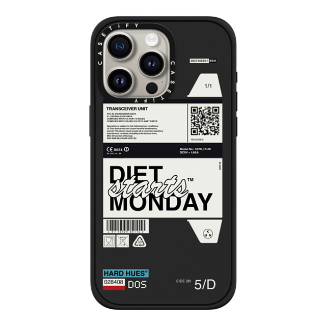 Kunel Gaur x CASETiFY iPhone 15 Pro Max ケース マットブラック インパクトケース MagSafe対応 Diet Starts Monday