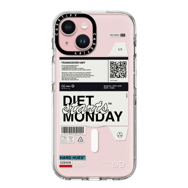 Kunel Gaur x CASETiFY iPhone 15 ケース クリア クリア ケース MagSafe対応 Diet Starts Monday