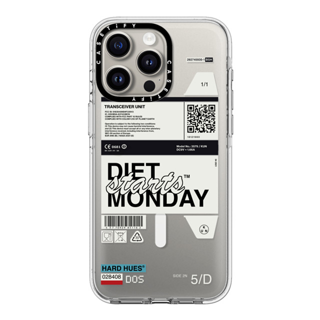 Kunel Gaur x CASETiFY iPhone 15 Pro Max ケース クリア クリア ケース MagSafe対応 Diet Starts Monday