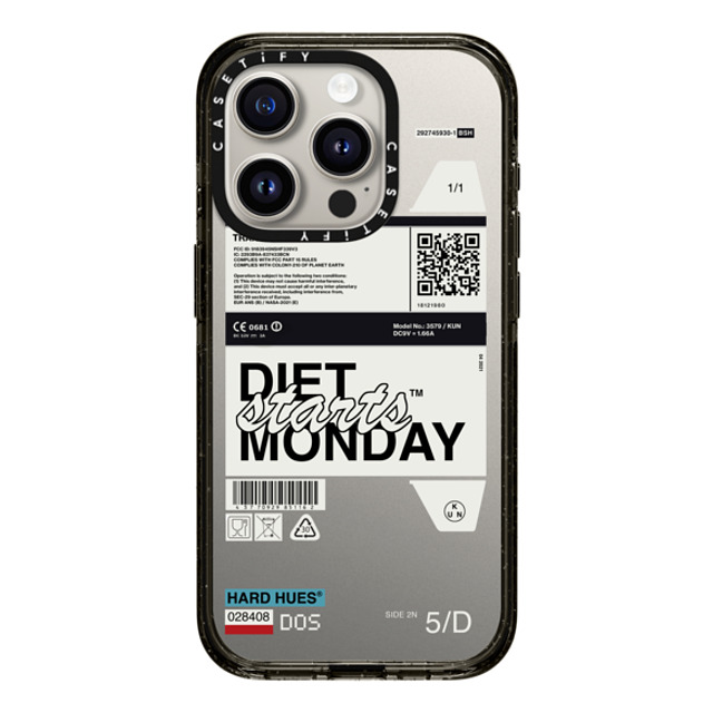 Kunel Gaur x CASETiFY iPhone 15 Pro ケース ブラック インパクトケース Diet Starts Monday