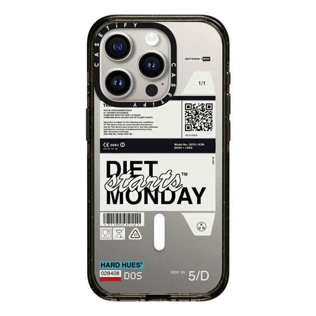 Kunel Gaur x CASETiFY iPhone 15 Pro ケース ブラック インパクトケース MagSafe対応 Diet Starts Monday