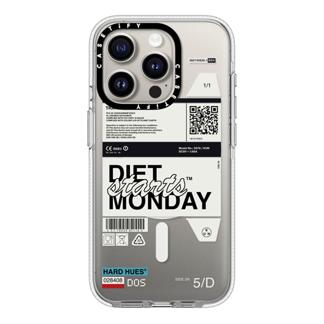 Kunel Gaur x CASETiFY iPhone 15 Pro ケース クリア クリア ケース MagSafe対応 Diet Starts Monday