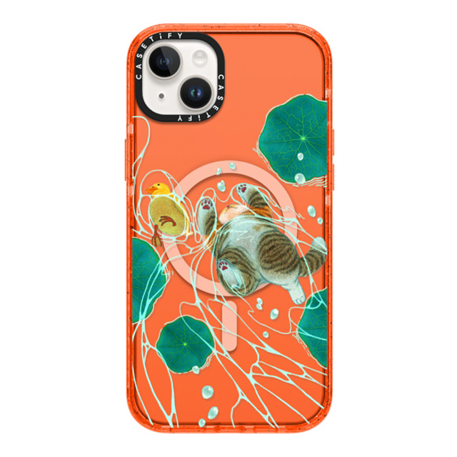 Nyangsongi x CASETiFY iPhone 14 Plus ケース Cat,Animal オレンジ インパクトケース MagSafe対応 Swimming in the summer Mother's Day Nyangsongi x CASETiFY iPhone 14 Plus ケース Cat,Animal オレンジ インパクトケース MagSafe対応 Swimming in the summer Mother's Day