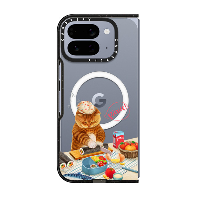 Nyangsongi x CASETiFY Pixel 10 Pro Fold ケース Cat,Animal ブラック Impact Magnetic Case Mama cat