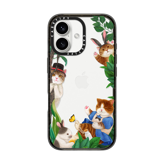 Nyangsongi x CASETiFY iPhone 16 ケース Cat,Animal ブラック インパクトケース Nyangsongi in wonderland Father's Day Nyangsongi x CASETiFY iPhone 16 ケース Cat,Animal ブラック インパクトケース Nyangsongi in wonderland Father's Day