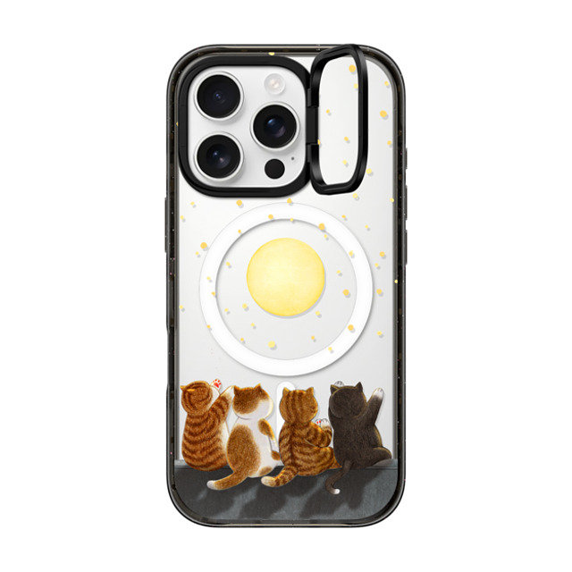 Nyangsongi x CASETiFY iPhone 16 Pro ケース ブラック インパクトリングスタンドケース MagSafe対応 Full moon
