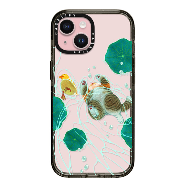 Nyangsongi x CASETiFY iPhone 15 ケース Cat,Animal ブラック インパクトケース Swimming in the summer Mother's Day Nyangsongi x CASETiFY iPhone 15 ケース Cat,Animal ブラック インパクトケース Swimming in the summer Mother's Day