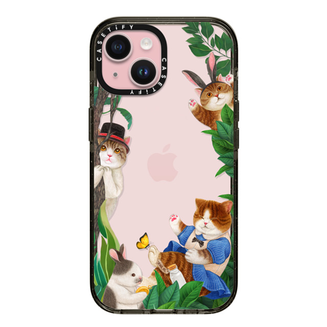 Nyangsongi x CASETiFY iPhone 15 ケース Cat,Animal ブラック インパクトケース Nyangsongi in wonderland Father's Day Nyangsongi x CASETiFY iPhone 15 ケース Cat,Animal ブラック インパクトケース Nyangsongi in wonderland Father's Day