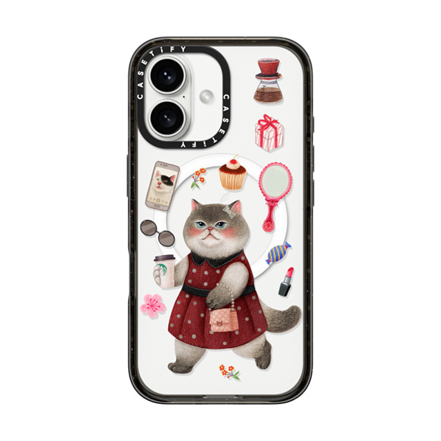 Nyangsongi x CASETiFY iPhone 16 ケース Cat,Animal ブラック インパクトケース MagSafe対応 City girl Father's Day Nyangsongi x CASETiFY iPhone 16 ケース Cat,Animal ブラック インパクトケース MagSafe対応 City girl Father's Day