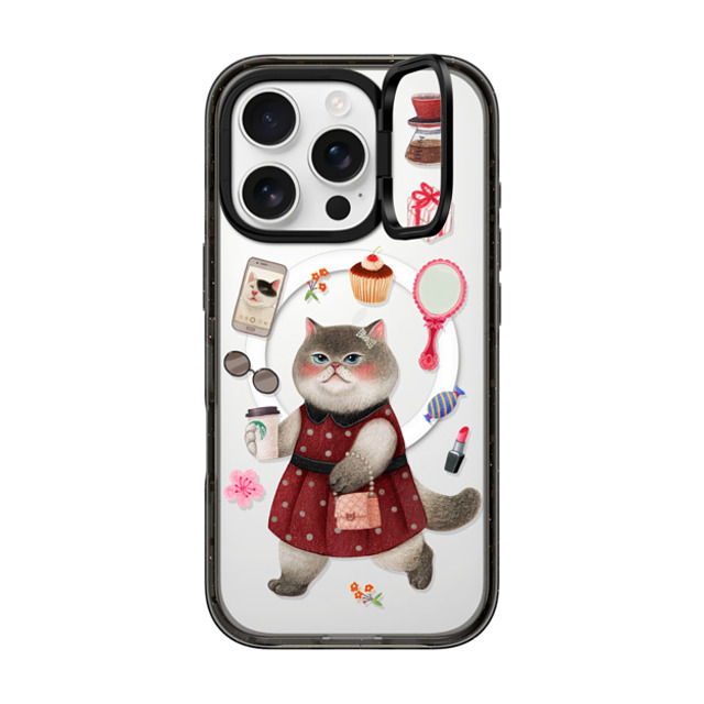 Nyangsongi x CASETiFY iPhone 16 Pro ケース Cat,Animal ブラック インパクトリングスタンドケース MagSafe対応 City girl Father's Day Nyangsongi x CASETiFY iPhone 16 Pro ケース Cat,Animal ブラック インパクトリングスタンドケース MagSafe対応 City girl Father's Day