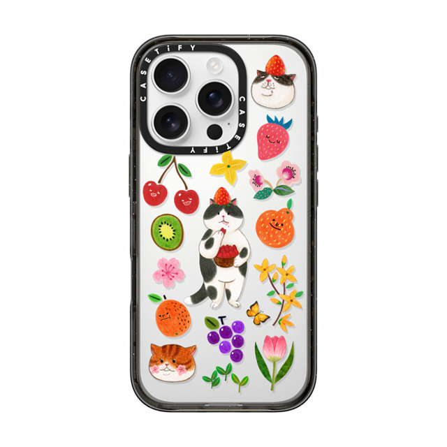 Nyangsongi x CASETiFY iPhone 16 Pro ケース Cat,Animal ブラック インパクトケース Fruits Nyangsongi Father's Day Nyangsongi x CASETiFY iPhone 16 Pro ケース Cat,Animal ブラック インパクトケース Fruits Nyangsongi Father's Day
