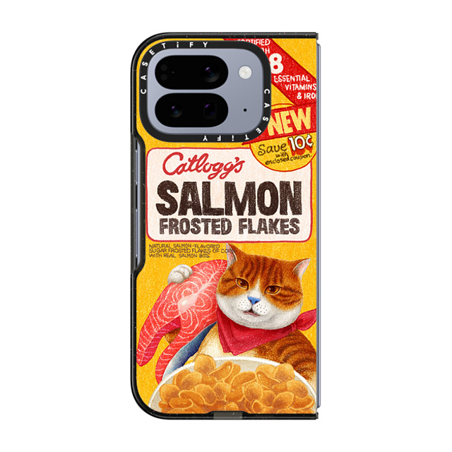 Nyangsongi x CASETiFY Pixel 10 Pro Fold Case Cat,Animal Black Impact Magnetic Case Catllogg's SALMON