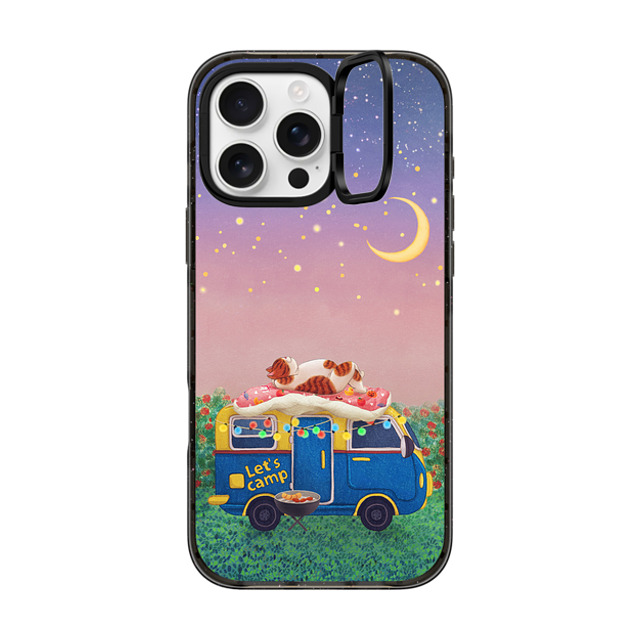 Nyangsongi x CASETiFY iPhone 16 Pro Max ケース ブラック インパクトリングスタンドケース MagSafe対応 Summer camp