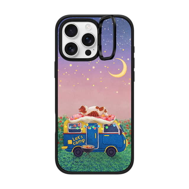 Nyangsongi x CASETiFY iPhone 16 Pro Max ケース マットブラック インパクトリングスタンドケース MagSafe対応 Summer camp