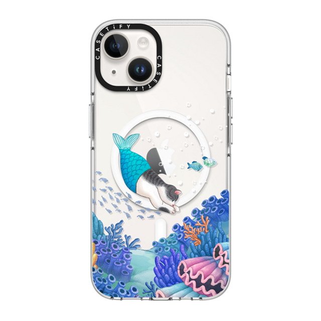 Nyangsongi x CASETiFY iPhone 14 ケース クリア クリア ケース MagSafe対応 mermaid in the sea