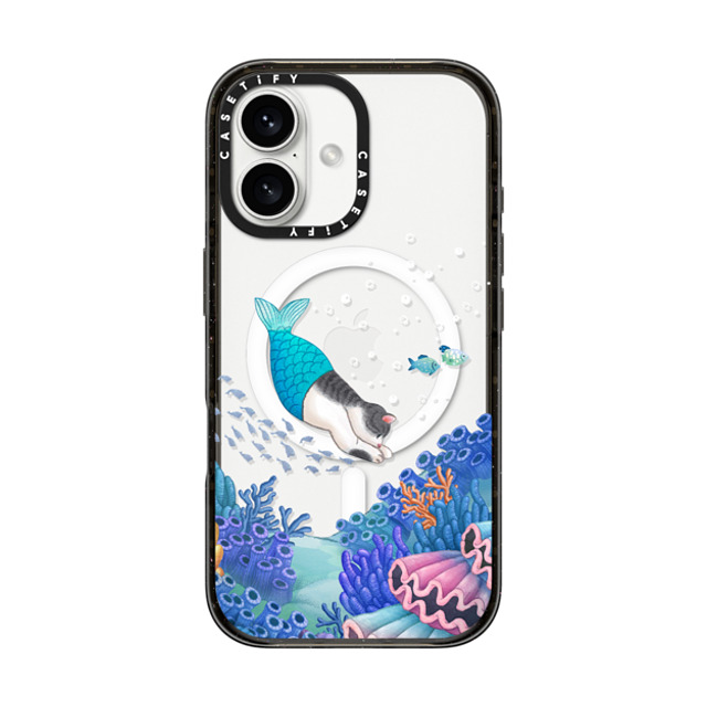 Nyangsongi x CASETiFY iPhone 16 ケース ブラック インパクトケース MagSafe対応 mermaid in the sea