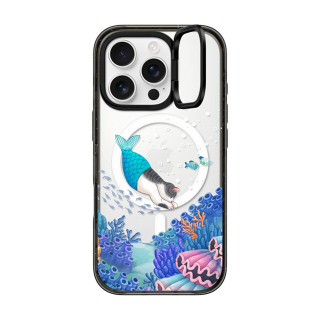 Nyangsongi x CASETiFY iPhone 16 Pro ケース ブラック インパクトリングスタンドケース MagSafe対応 mermaid in the sea