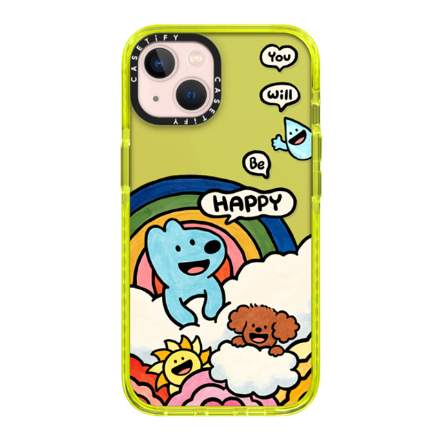 eteecy x CASETiFY iPhone 13 ケース ネオン イエロー インパクトケース You will be happy