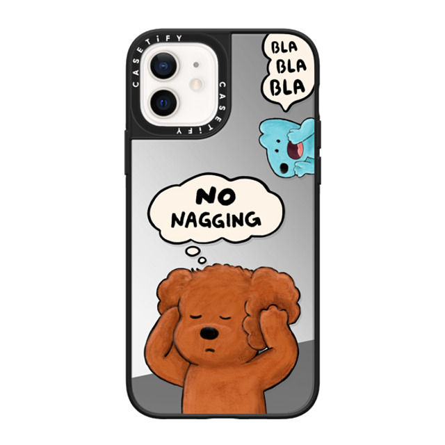 eteecy x CASETiFY iPhone 12 Case Dog,Animal Silver on Black ミラーケース MagSafe対応 No nagging, Please Mother's Day eteecy x CASETiFY iPhone 12 Case Dog,Animal Silver on Black ミラーケース MagSafe対応 No nagging, Please Mother's Day
