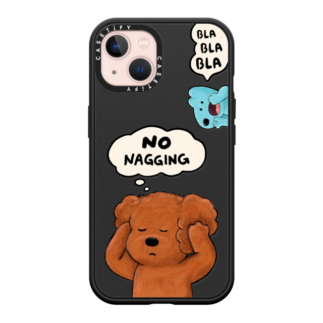 eteecy x CASETiFY iPhone 13 ケース マットブラック インパクトケース MagSafe対応 No nagging, Please