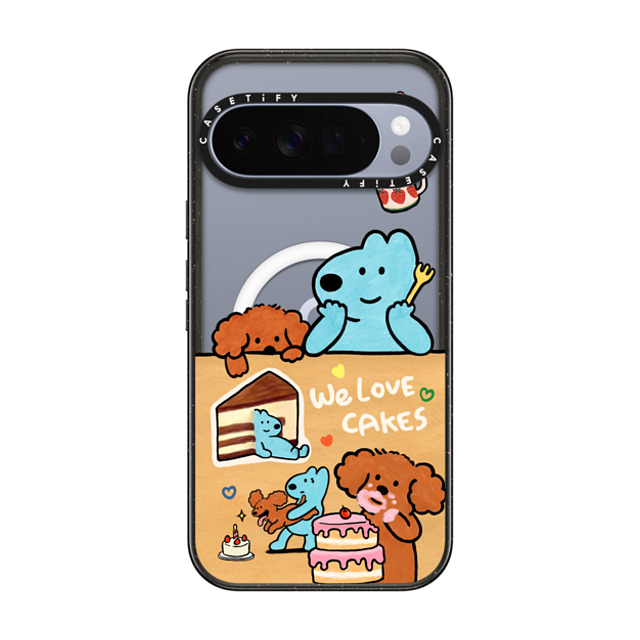 eteecy x CASETiFY Pixel 10 Pro XL ケース Dog,Animal ブラック Impact Magnetic Case We love Cakes