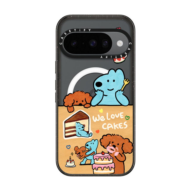 eteecy x CASETiFY Pixel 10 ケース Dog,Animal ブラック Impact Magnetic Case We love Cakes