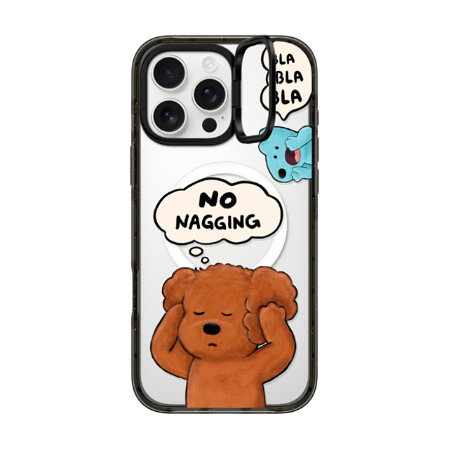 eteecy x CASETiFY iPhone 16 Pro Max ケース ブラック インパクトリングスタンドケース MagSafe対応 No nagging, Please