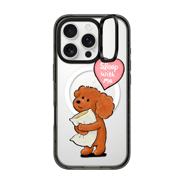 eteecy x CASETiFY iPhone 16 Pro ケース ブラック インパクトリングスタンドケース MagSafe対応 Sleep with me