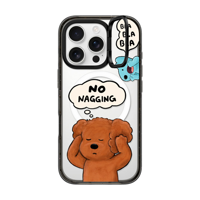 eteecy x CASETiFY iPhone 16 Pro ケース ブラック インパクトリングスタンドケース MagSafe対応 No nagging, Please