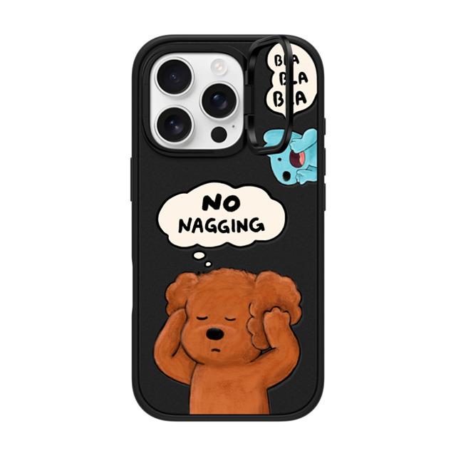 eteecy x CASETiFY iPhone 16 Pro ケース マットブラック インパクトリングスタンドケース MagSafe対応 No nagging, Please