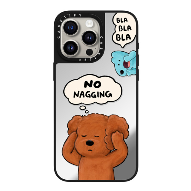 eteecy x CASETiFY iPhone 15 Pro Max ケース Silver on Black ミラーケース MagSafe対応 No nagging, Please