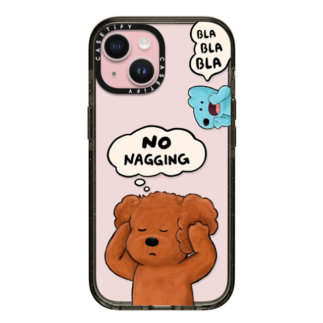 eteecy x CASETiFY iPhone 15 ケース ブラック インパクトケース No nagging, Please