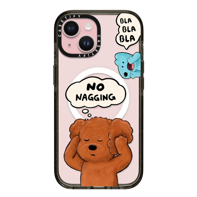 eteecy x CASETiFY iPhone 15 ケース ブラック インパクトケース MagSafe対応 No nagging, Please