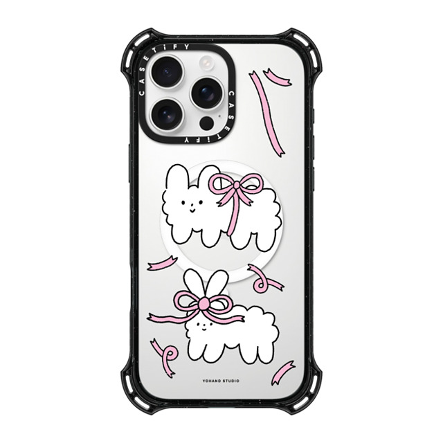 Yohand Studio x CASETiFY iPhone 16 Pro Max ケース ブラック バウンスケース Ribbon Dog Cloud