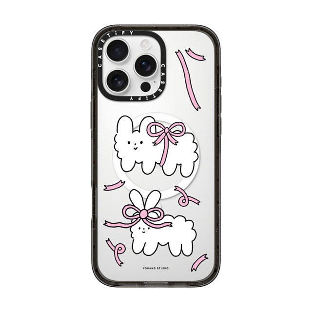 Yohand Studio x CASETiFY iPhone 16 Pro Max ケース ブラック インパクトケース MagSafe対応 Ribbon Dog Cloud