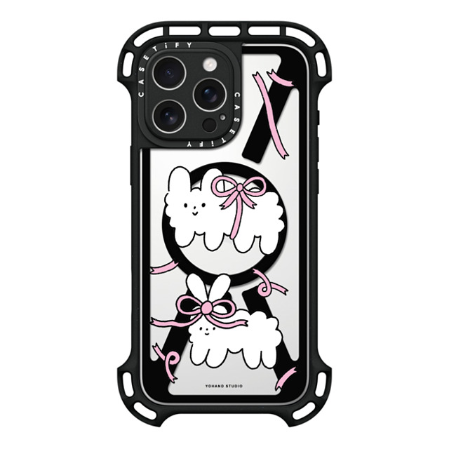 Yohand Studio x CASETiFY iPhone 16 Pro Max ケース ブラック ウルトラ バウンスケース MagSafe対応 Ribbon Dog Cloud