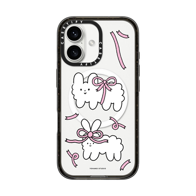 Yohand Studio x CASETiFY iPhone 16 ケース ブラック インパクトケース MagSafe対応 Ribbon Dog Cloud