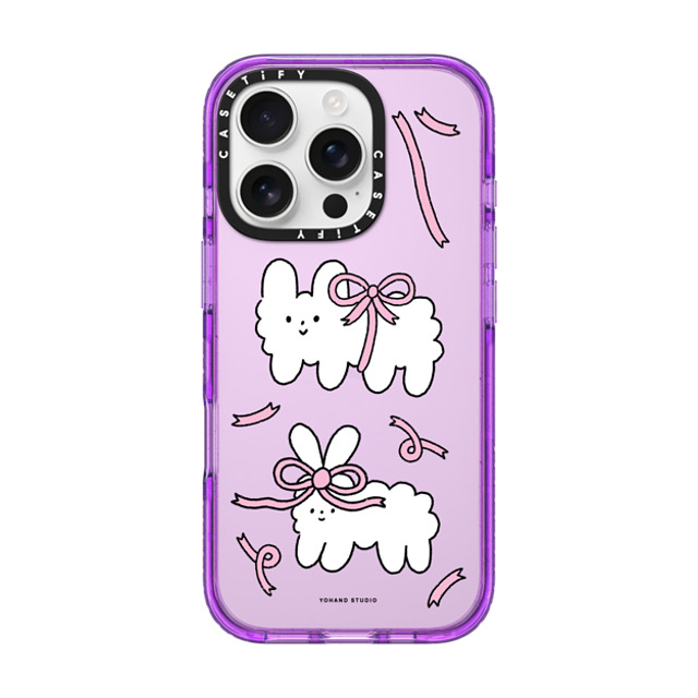 Yohand Studio x CASETiFY iPhone 16 Pro ケース Ribbon パープル インパクトケース Ribbon Dog Cloud Back to School Yohand Studio x CASETiFY iPhone 16 Pro ケース Ribbon パープル インパクトケース Ribbon Dog Cloud Back to School