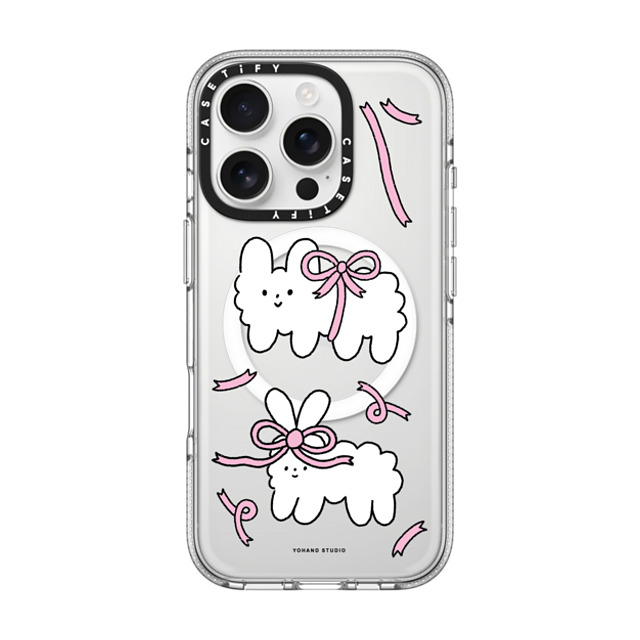 Yohand Studio x CASETiFY iPhone 16 Pro ケース クリア クリア ケース MagSafe対応 Ribbon Dog Cloud