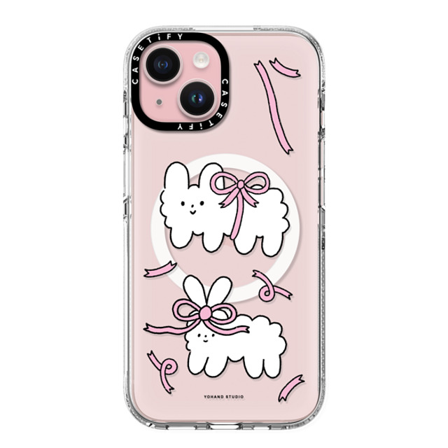 Yohand Studio x CASETiFY iPhone 15 ケース クリア クリア ケース MagSafe対応 Ribbon Dog Cloud