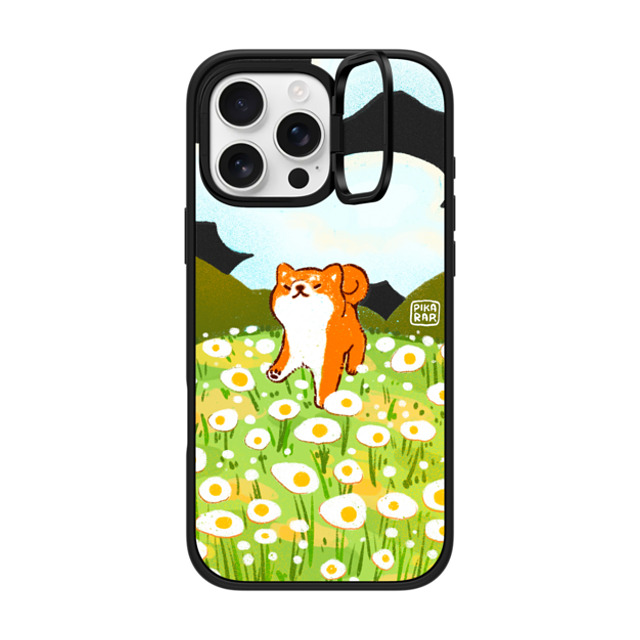 Pikarar x CASETiFY iPhone 16 Pro Max ケース マットブラック インパクトリングスタンドケース MagSafe対応 Egg Field by PIKARAR