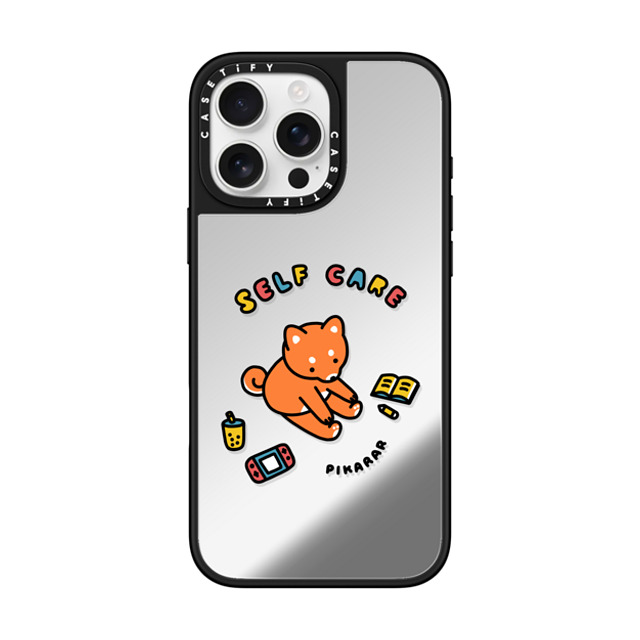 Pikarar x CASETiFY iPhone 16 Pro Max ケース Dog,Cartoon Silver on Black ミラーケース MagSafe対応 Self Care by PIKARAR Father's Day Pikarar x CASETiFY iPhone 16 Pro Max ケース Dog,Cartoon Silver on Black ミラーケース MagSafe対応 Self Care by PIKARAR Father's Day