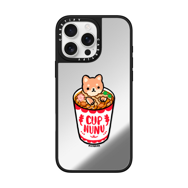 Pikarar x CASETiFY iPhone 16 Pro Max ケース Silver on Black ミラーケース MagSafe対応 Cup Nunu by PIKARAR